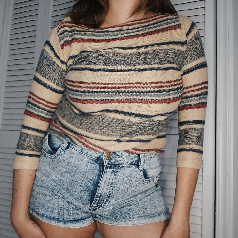 Ralph Lauren Cream Striped XS Sweater